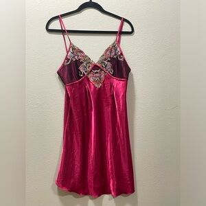 Y2K fuchsia satin slip dress